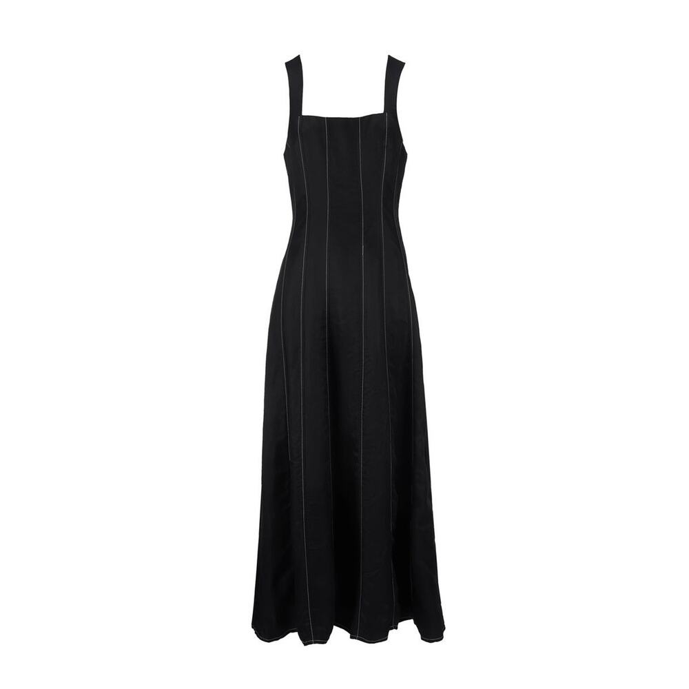 Sancia Sulisa Maxi Dress Stripe Sleeveless Linen Blend - Xs Black